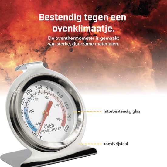 Tool Meister OT53 - Oventhermometer - Keuken/Kook Thermometer - Analoog - 0°C tot 300°C - Tool Meister
