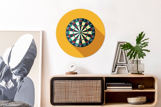illustration d'un jeu de fléchettes sur un mur jaune Assiette en plastique  cercle