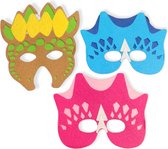 Maskers - Dino - 3 stuks - Themafeest - Carnavalskleding kinderen