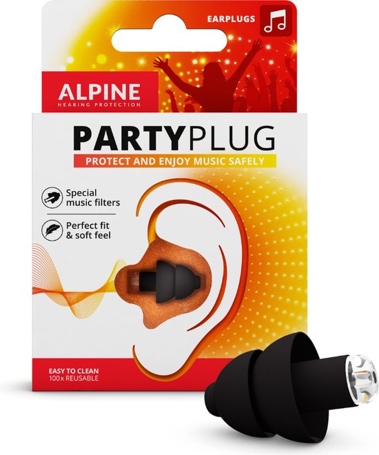 Alpine PartyPlug - Muziek oordoppen - Zwart - SNR 19 dB - 1 paar