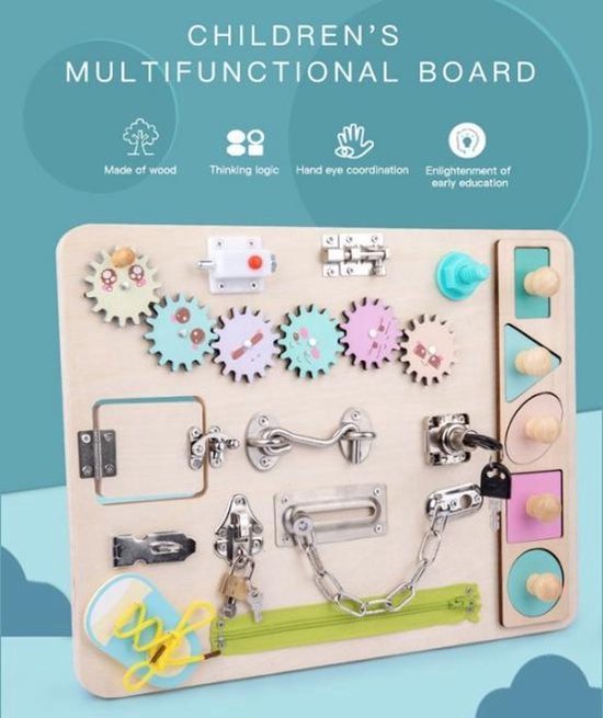 Montessori speelgoed - Ontdek bord - Busy Board - duurzaam kinderspeelgoed - houten speelgoed