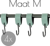 4x Leren S-haak hangers - Handles and more® | VAALGROEN - maat M (Leren S-haken - S haken - handdoekkaakje - kapstokhaak - ophanghaken)