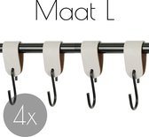 4x Leren S-haak hangers - Handles and more® | LICHTGRIJS - maat L (Leren S-haken - S haken - handdoekkaakje - kapstokhaak - ophanghaken)