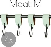 4x Leren S-haak hangers - Handles and more® | MINT - maat M (Leren S-haken - S haken - handdoekkaakje - kapstokhaak - ophanghaken)