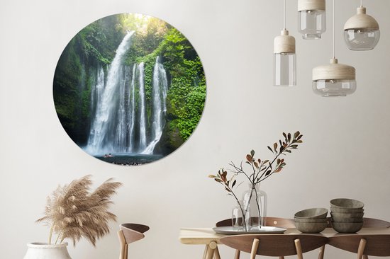 Cascade sur Lombok en Indonésie Assiette en plastique cercle mural ⌀ 120 cm - impression photo sur cercle mural / cercle vivant (décoration murale)