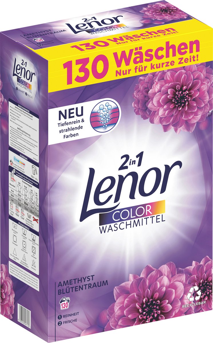 Goedkoopste Lenor Kleur wasmiddel poeder, 130 Wl