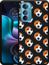 Motorola Edge 30 Hoesje Zwart Soccer Ball Orange Shadow - Designed by Cazy