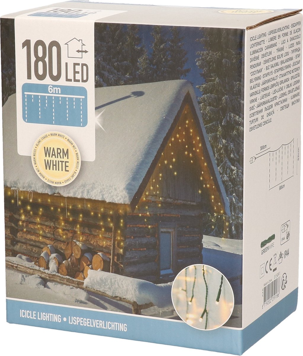 Kerstverlichting IJspegel Lichtgordijn 6 meter IJspegel 180
