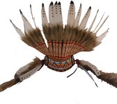 Echte Indianentooi Sioux | Handgemaakt | Bruin-Wit | authentieke verentooi