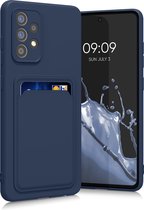 Coque kwmobile pour Samsung Galaxy A52 / A52 5G / A52s 5G - Coque pour téléphone avec porte-cartes - Coque pour smartphone en bleu foncé