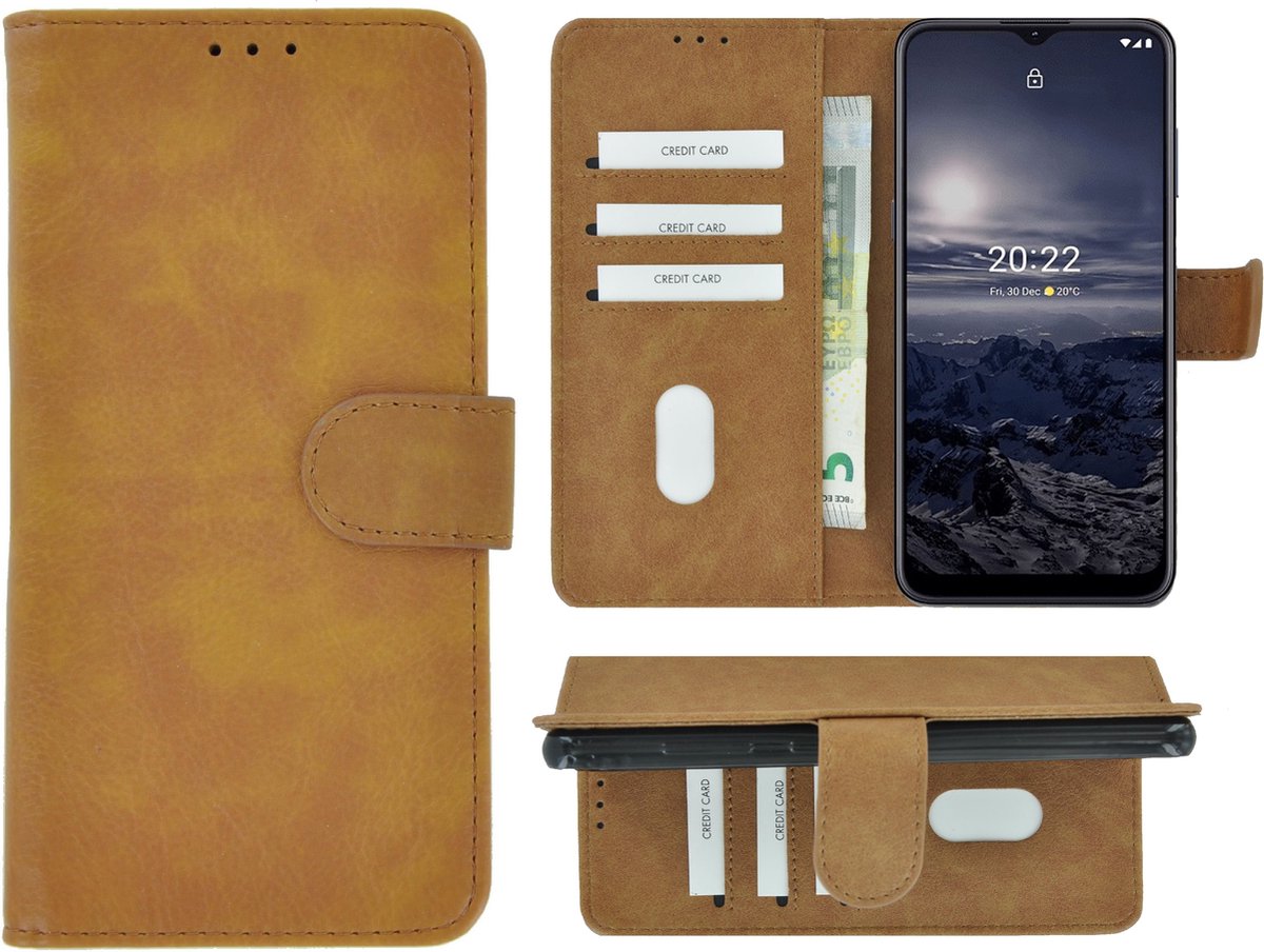 MoDo hoesje Geschikt voor Nokia G11/ G21 - Kunstleer Book Case - Bruin
