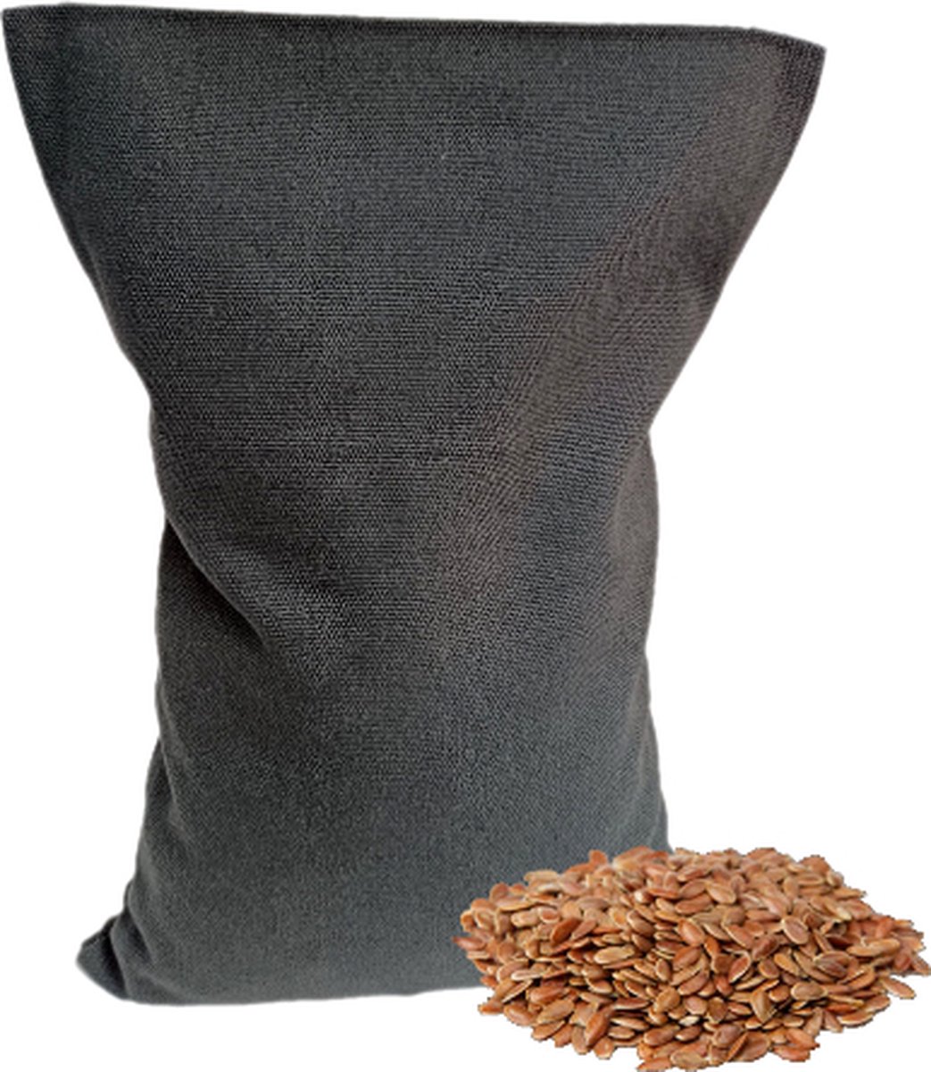 Goedkoopste Ecologisch Lijnzaadkussen 30 x 20 cm (grijs), voor soepele spieren en ontspanning - Donker Grijs - wasbaar hoesje