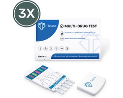 Telano Multidrugstest 5 - Urine Drugstest test op 5 soorten Drugs - Cocaine Cannabis Amphetaminen Ecstasy Heroïne - 3 stuks