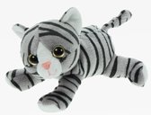 Pluche knuffel dieren Lapjes kat/poes zwart/grijs van 18 cm - Speelgoed katten knuffels - Cadeau voor jongens/meisjes
