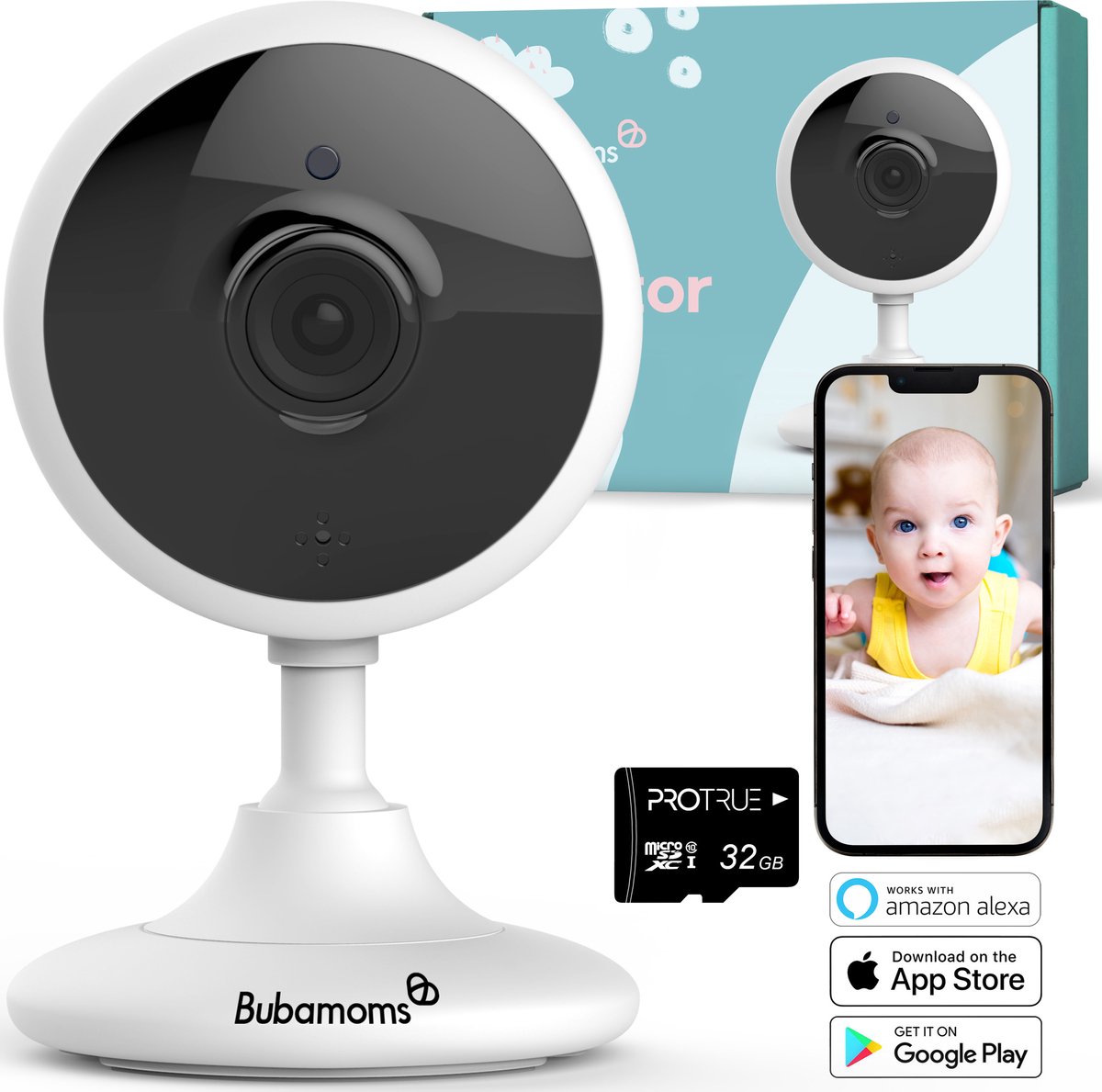 Bubamoms 1080p Full HD Wifi Babyfoon met Camera en App - Baby