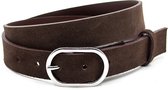 JV Belts Hippe bruine suede dames riem - dames riem - 3 cm breed - Bruin - Echt Suede leer - Taille: 95cm - Totale lengte riem: 110cm