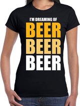Dreaming of beer fun t-shirt - zwart - dames - Feest outfit / kleding / shirt S
