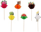 Piques à cocktail Fruit - Multicolore - Carton / Bois - 9 cm - 24 pièces - Soleil - Eté - Printemps - Décoration