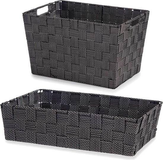 Kast/badkamer opbergmandjes zwart 24 x 20 x 8 cm
