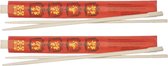Eetstokjes gemaakt van bamboe in rood papieren zakje 8x stuks - Herbruikbare eetstokjes voor sushi - Milieuvriendelijk