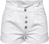 Only Broek Onlcuba Paperbag Dnm Shorts Noos 15200196 White Dames Maat - XS