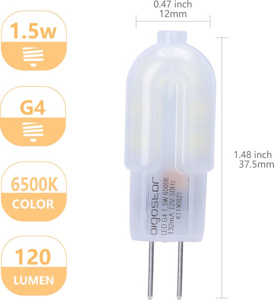 bestellen Verspilling Besparing G4 steeklampje | LED 1.5W=15W halogeen | daglichtwit 6500K | 12V DC |  bol.com