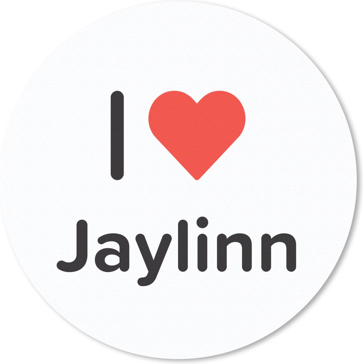 Muismat rond 50x50 cm - Mousepad I love - Jaylinn - Meisje - Ronde muismatten