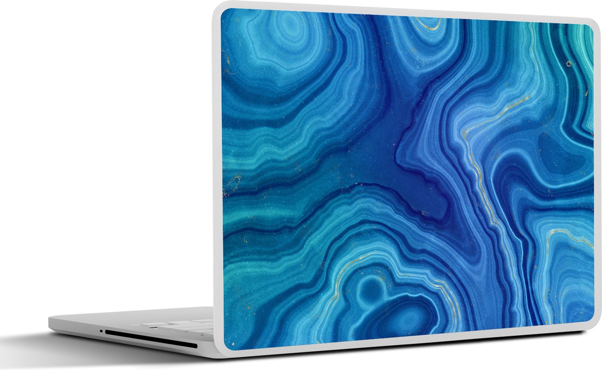 Laptop sticker - 10.1 inch - Marmer print - Agaat - Blauw - Stenen - 25x18cm - Laptopstickers - Laptop skin - Cover