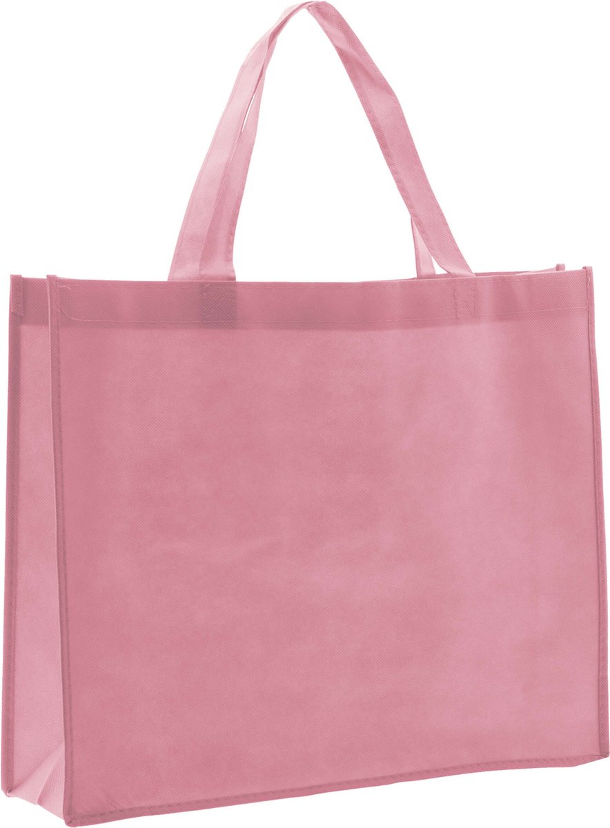 Shopper Bag - 10 stuks - Roze - 42x35x12cm - Non Woven - Shopper tas