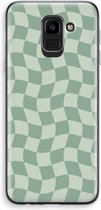 Case Company® - Hoesje geschikt voor Samsung Galaxy J6 (2018) hoesje - Grid Groen - Soft Cover Telefoonhoesje - Bescherming aan alle Kanten en Schermrand