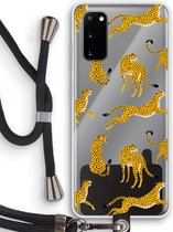 Case Company® - Hoesje met koord geschikt voor Samsung Galaxy S20 hoesje met Koord - Luipaard - Telefoonhoesje met Zwart Koord - Bescherming aan alle Kanten en Over de Schermrand