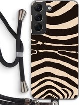 Case Company® - Hoesje met koord geschikt voor Samsung Galaxy S22 hoesje met Koord - Arizona Zebra - Telefoonhoesje met Zwart Koord - Bescherming aan alle Kanten en Over de Schermrand