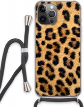 Case Company® - Hoesje met koord geschikt voor iPhone 13 Pro Max hoesje met Koord - Luipaard - Telefoonhoesje met Zwart Koord - Extra Bescherming aan alle Kanten en Over de Schermrand