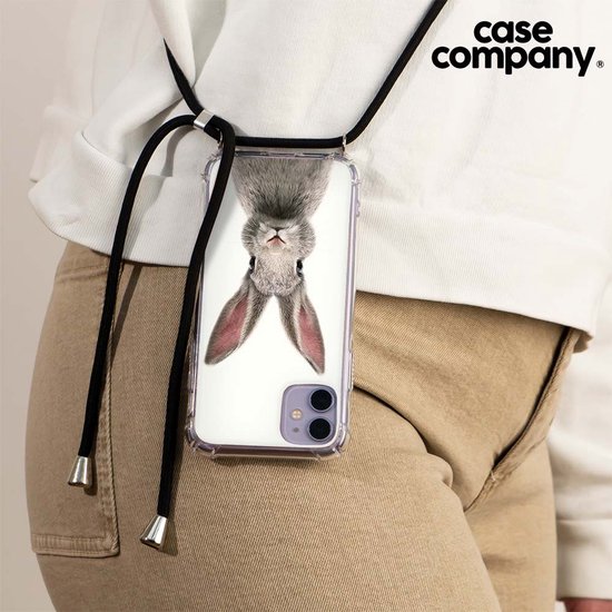 Case Company® - Coque pour iPhone 7 avec cordon - Marguerite - Coque pour téléphone avec cordon Zwart - Protection Extra sur tous les côtés et sur le bord de l'écran