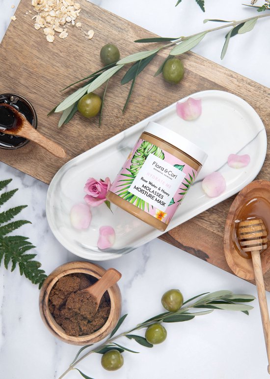Flora And Curl Hydrate Me Rose Water Y Honey Molasses Moisture Mask