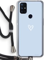 Case Company® - Hoesje met koord geschikt voor OnePlus Nord N10 5G hoesje met Koord - Klein Hart Blauw - Telefoonhoesje met Zwart Koord - Bescherming aan alle Kanten en Over de Schermrand