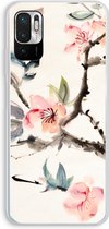Case Company® - Hoesje geschikt voor Xiaomi Redmi Note 10 5G hoesje - Japanse bloemen - Soft Cover Telefoonhoesje - Bescherming aan alle Kanten en Schermrand
