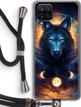 Case Company® - Hoesje met koord geschikt voor Samsung Galaxy A12 hoesje met Koord - Wolf Dreamcatcher - Telefoonhoesje met Zwart Koord - Bescherming aan alle Kanten en Over de Schermrand