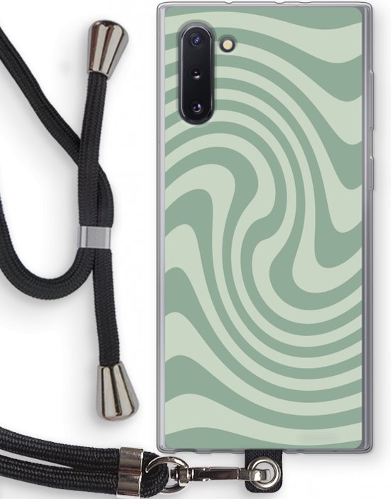 Case Company® - Coque Samsung Galaxy Note 10 avec Cordon - Vert Swirl - Protection de Téléphone avec Cordon Zwart - Tous les côtés et sur la protection des bords de l'écran