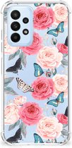 Telefoonhoesje Geschikt voor Samsung Galaxy A23 Silicone Case met transparante rand Butterfly Roses