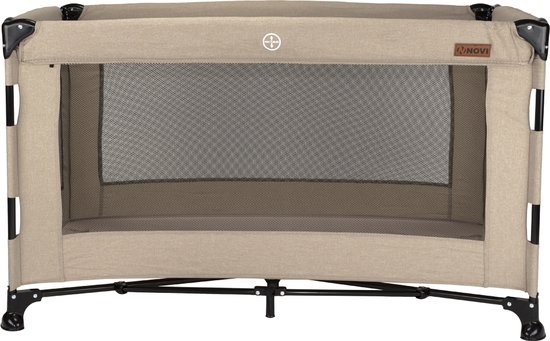 Novi Baby Nora Luxe Campingbed - Beige/Zwart - reisbed - Inclusief transporttas - Inclusief verschoonblad -Inclusief bodemverhoger