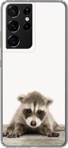 Geschikt voor Samsung Galaxy S21 Ultra hoesje - Wasbeer - Dieren - Kinderen - Jongens - Meisjes - Siliconen Telefoonhoesje