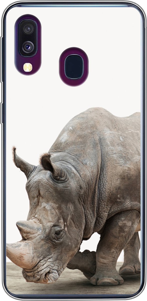 Telefoonhoesje Geschikt voor Samsung Galaxy A40 hoesje - Neushoorn - Jongens - Wilde dieren - Kinderen - Meisjes - Dieren - Siliconen Telefoonhoesje Telefoonhoesje