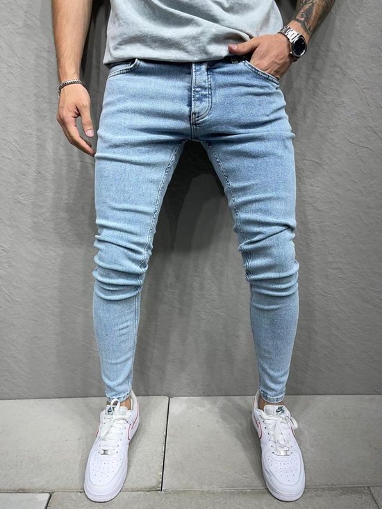 Mannen Stretchy Skinny Jeans Hole Slim Fit Denim Hoge Kwaliteit e Jeans - W31