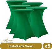 Statafelrok groen 80 cm - per 5 - partytafel - Alora tafelrok voor statafel - Statafelhoes - Bruiloft - Cocktailparty - Stretch Rok - Set van 5