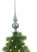 Kerstboom glazen piek lichtblauw glans 26 cm - Pieken/kerstpieken