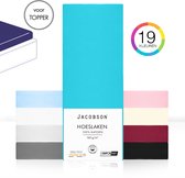 Jacobson - Hoeslaken Topper – 100% Jersey Katoen – 200x200 cm – Turquoise