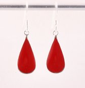 Boucles d'oreilles en argent en forme de goutte avec corail rouge