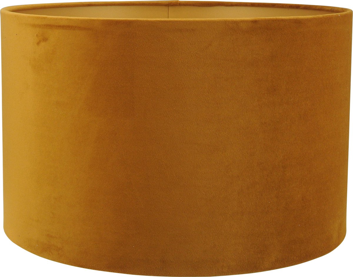 Lampenkap Cilinder - 40x40x25cm - San Remo velours mosterd - gouden binnenkant