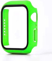 Smartphonica Hoesje met glazen screenprotector voor Apple Watch 45mm - Groen / Glas geschikt voor Apple Watch